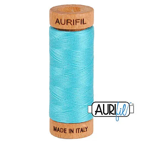 5005 Bright Turquoise Aurifil Cotton 80wt Spool - Linda's Electric Quilters