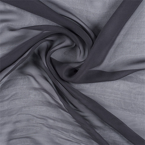 Runway Silks Dark Gray Wide Silk Chiffon Fabric - Reorderable