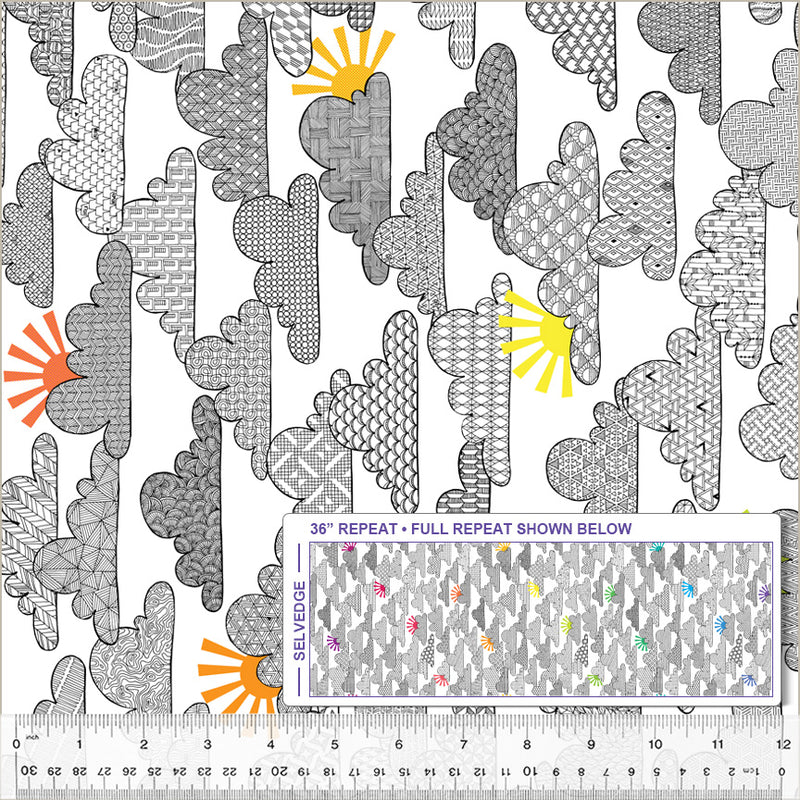 White Head In The Clouds Wideback Cotton Fabric Per Yard