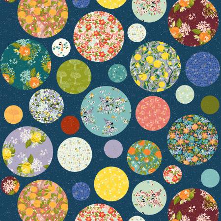 Windham Orchard and Grove polka dot navy organic cotton