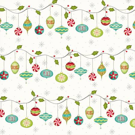 Windham A Very Terri Christmas Deck the Halls quilting fabric in Ivory