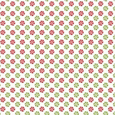 Windham A Very Terri Christmas Peppermints quilting fabric in Ivory