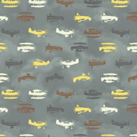 Windham Up Up Awoof Take Flight quilting cotton in Fog gray
