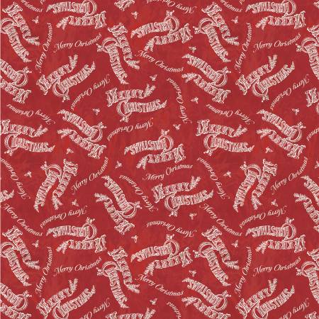 Windham Jolly Christmas Merry Christmas quilting fabric in Red