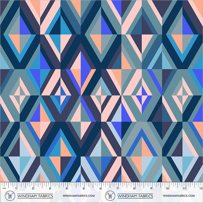 Happy Place Diamonds Blueberry Cotton 44"/45" Fabric Per Yard
