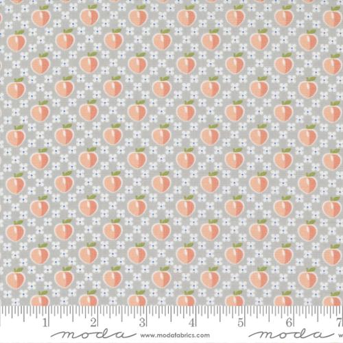 Peachy Keen Grey Novelty Peaches Cotton 44"/45" Fabric Per Yard
