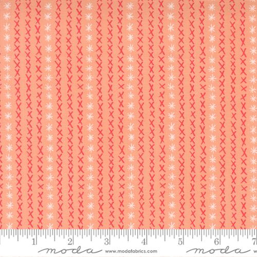 Dandi Duo Peach Cross Stitch Stripes Cotton 44"/45" Fabric Per Yard