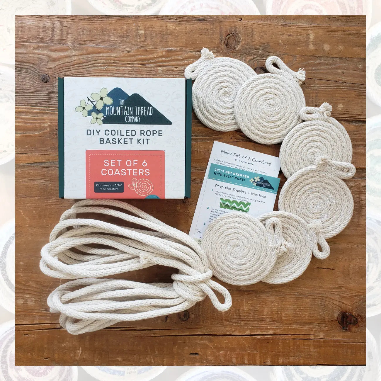6 Coasters with 5/16in Coiled Rope Basket Kit - Linda's Electric