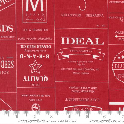 Vintage Brands Text And Words Red Cotton 44"/45" Fabric Per Yard