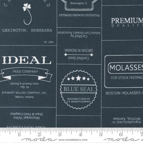 Vintage Brands Text And Words Indigo Cotton 44"/45" Fabric Per Yard