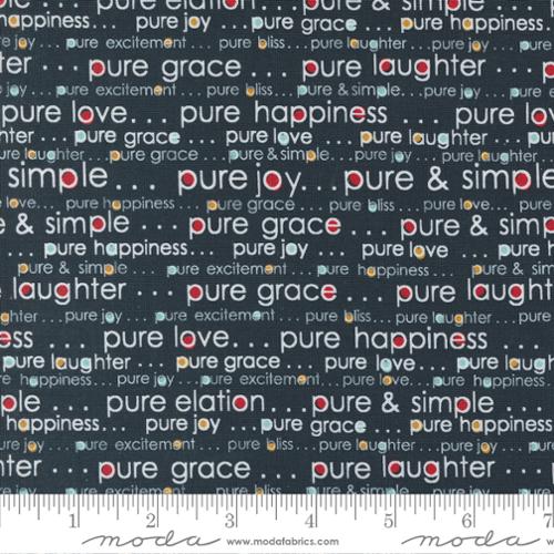 Vintage Pure And Simple Words Indigo Cotton 44"/45" Fabric Per Yard