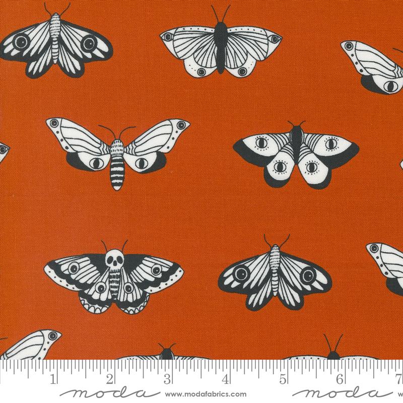 Moda Noir moths pumpkin Halloween print
