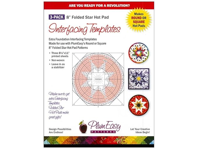 Interfacing Templates/8 Folded Star Hot Pad/3 pack
