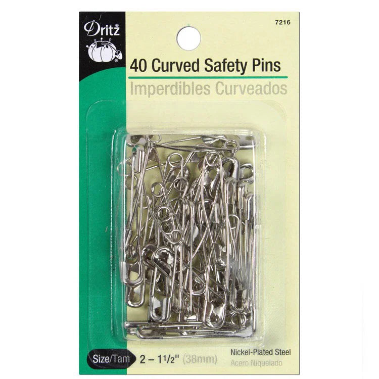 Dritz Curved Basting Pins for Quilting, 1 1/2 inch, size 2, 40-count