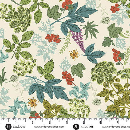 Nordic Summer Wild Flora Buttermilk Cotton 44"/45" Fabric Per Yard