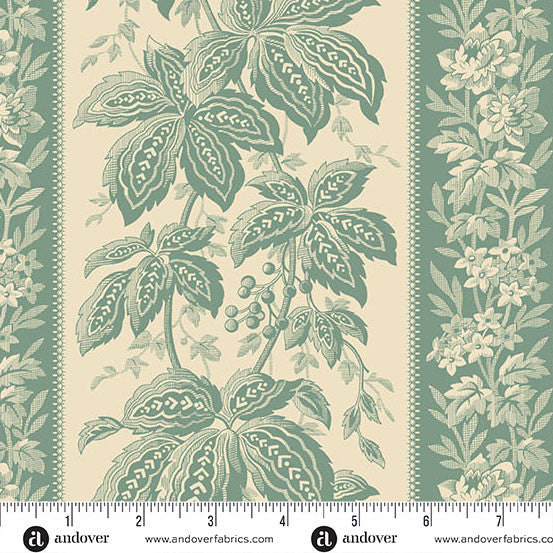 Jingle Bell Holiday Vine Vintage Blue 44"/45" Fabric Per Yard