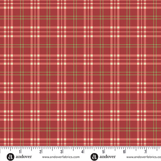 Jingle Bell Pajama Plaid Cranberry 44"/45" Fabric Per Yard