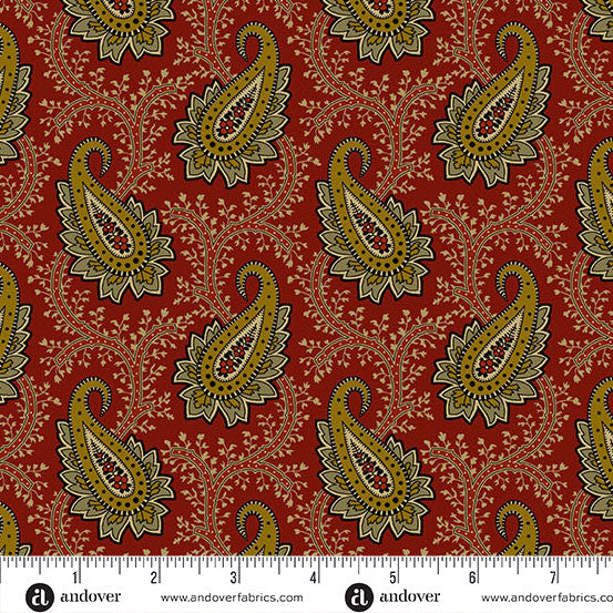 Main Paisley Red Madison Manor Revisted  108" Cotton Wideback Fabric per yard
