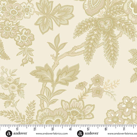 Ornamental Garden Latte Jingle Bell by Laundry Basket Quilts 108" Cotton Wideback Fabric per yard