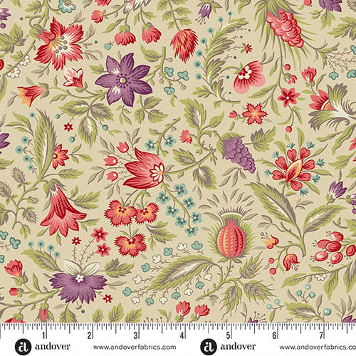 Bone Tropical Cotton Wideback Fabric Per Yard