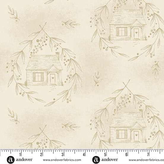 Special Delivery Cozy Cottage Wheat 108" Cotton Wideback Fabric per yard