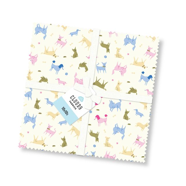 Playful Dogs 10x10 Squares - 42 Pieces