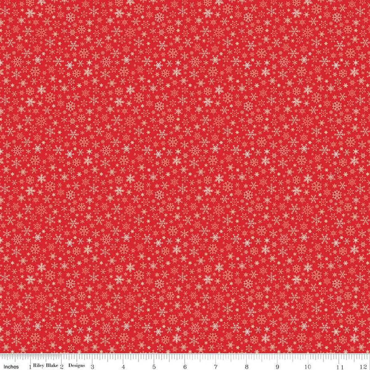 Red White Peace on Earth Snowflakes Wideback Fabric ( 1 7/8 pack )