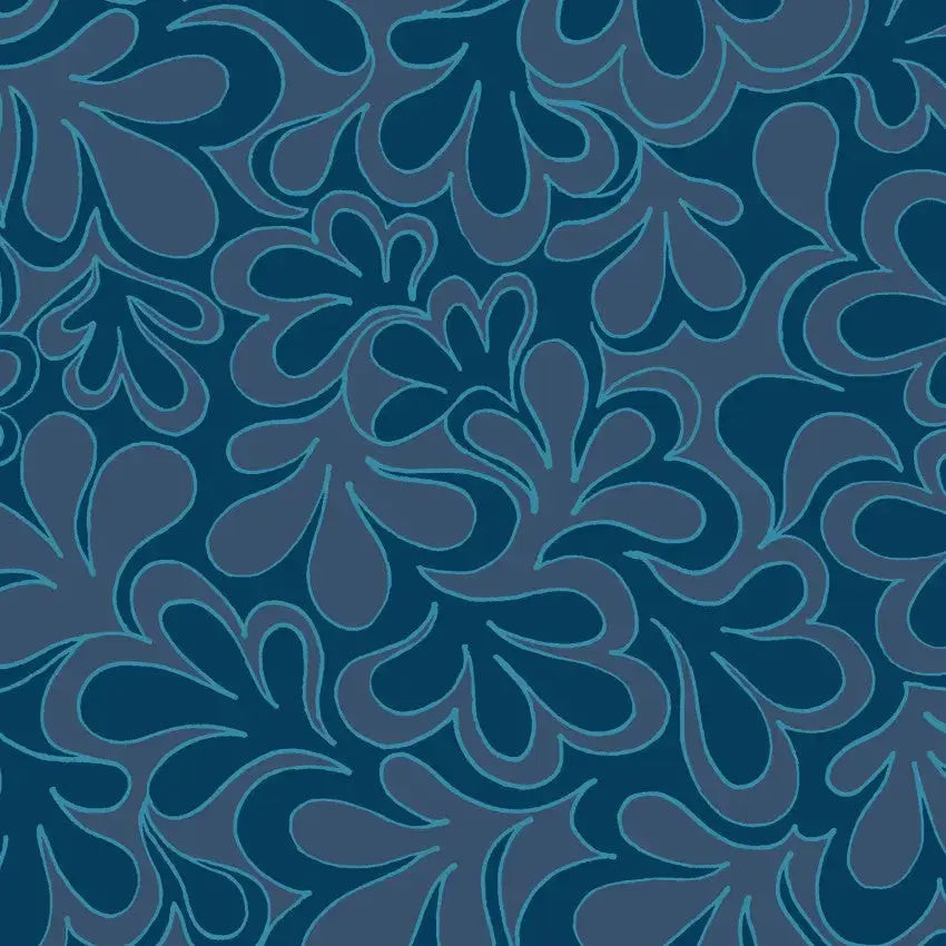 Blue Succulent Cotton Wideback Fabric per yard - Linda's Electric Quilters