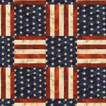 Red And Blue Vintage America The Beautiful Wideback Cotton Fabric per yard - Linda's Electric Quilters