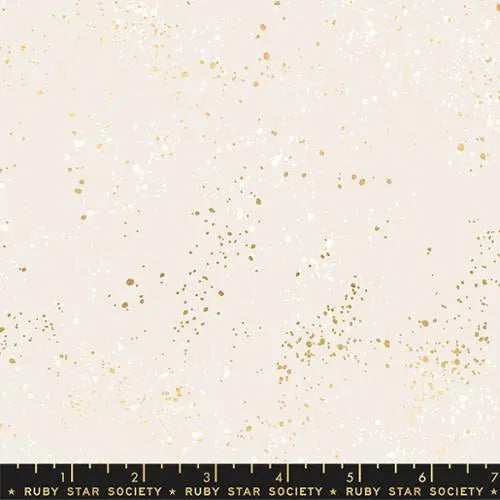 White Gold Speckled Metallic Cotton Wideback Fabric