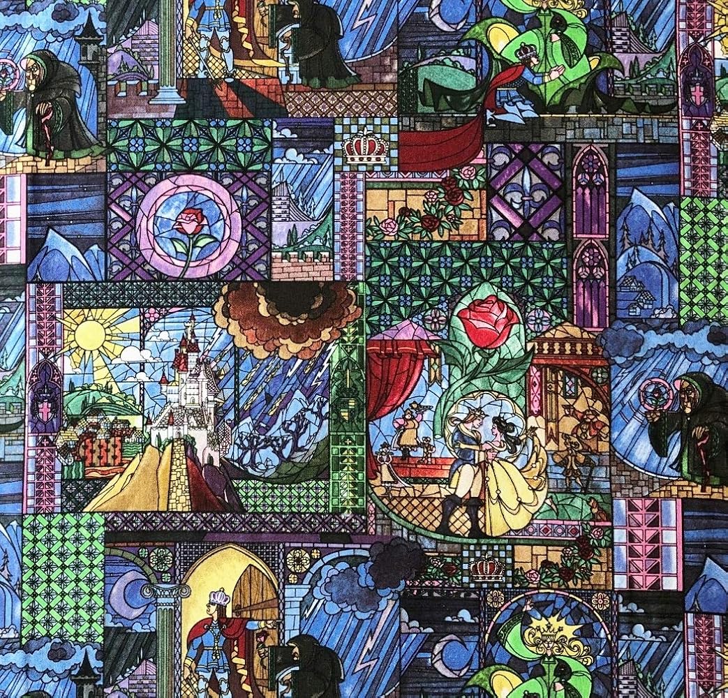 Springs Creative Fabric Beauty and the Beast Belle Stained Glass Cotton 44"/45" Fabric Per Yard
