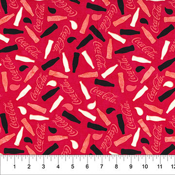Coca-Cola Batiks Bottle Toss Dark Red 44"/45" Fabric Per Yard