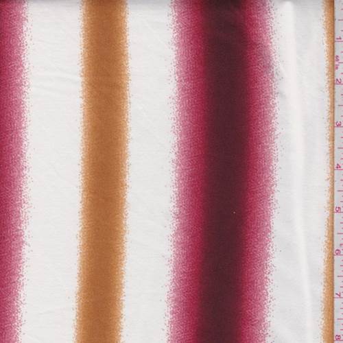 White/Maroon/Ochre Spray Stripe Double Brushed Jersey Knit Fabric
