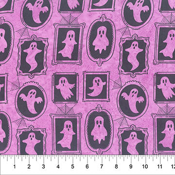 Banyan Batiks Haunted House Ghost batik quilting fabric in Lilac