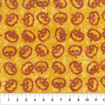 Banyan Batiks Haunted House Pumpkins batik quilting fabric in Orange