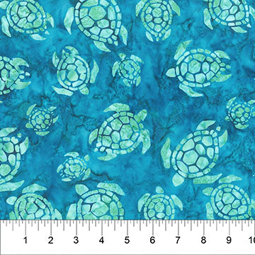 Northcott Oceana Turtles quilting cotton in Sea Storm