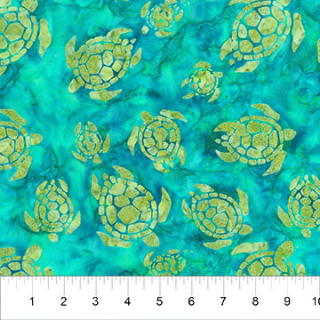 Northcott Oceana Turtles quilting cotton in Caribbean Sea