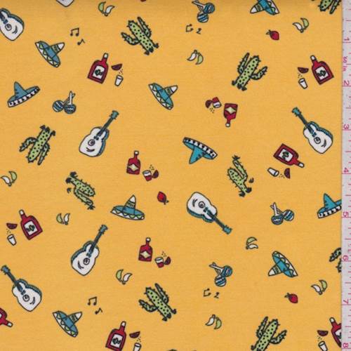 Sunset Gold Fiesta Double Brushed Jersey Knit Fabric