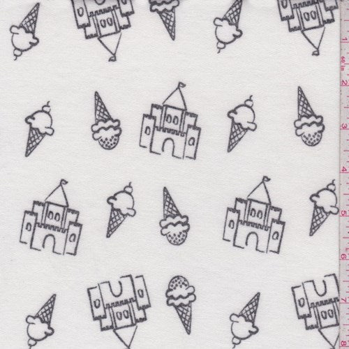 Thread Ice White Ice Cream Castle Brushed French Terry Knit Fabric - Linda's