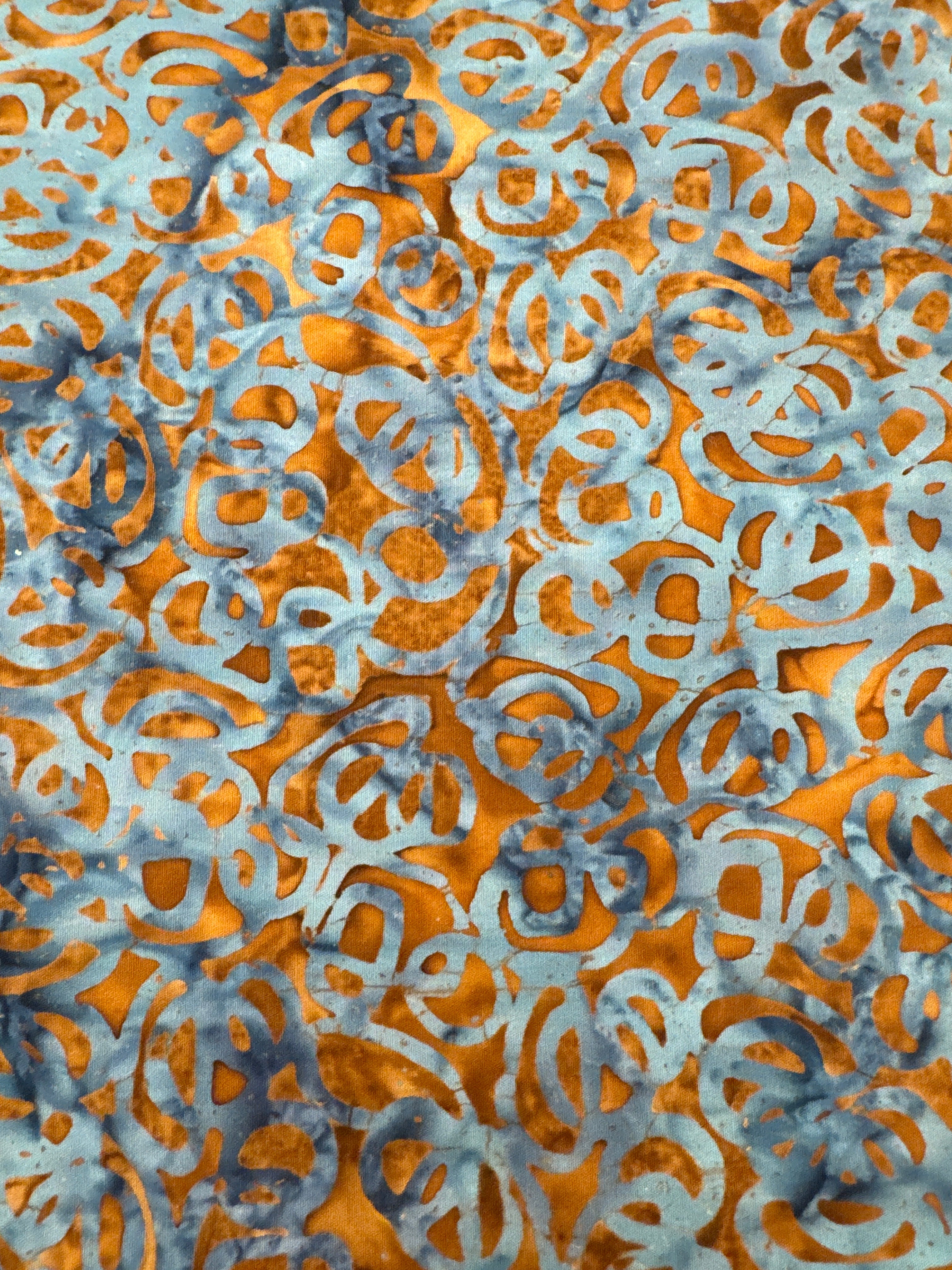 Denim Squiggle on Burnt Orange blender quilting fabric by Andover Fabrics