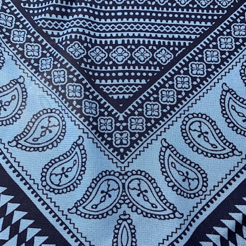 Dusty Blue/Navy Paisley Chevron Georgette Fabric