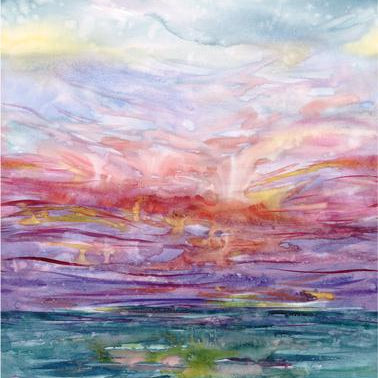 Multi Summertide Soulstice Rainbow Watercolor Ombre 44"/45" Fabric Per Yard