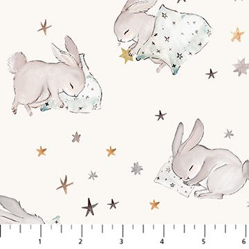 FIGO Cotton-Tale nap time quilting cotton fabric in Cream