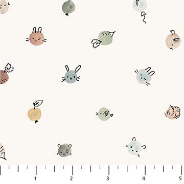 FIGO Cotton-Tale dots quilting cotton fabric in Cream