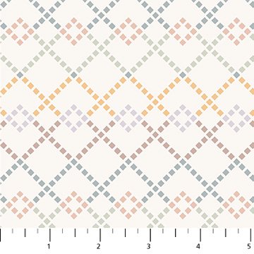 FIGO Cotton-Tale diamonds quilting cotton fabric in Cream