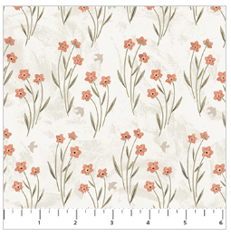 FIGO Paws and Play Floral Field quilting fabric in Cream