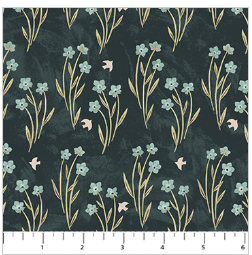 FIGO Paws and Play Floral Field quilting fabric in Teal