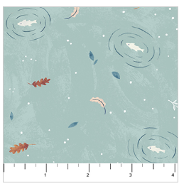 FIGO Paws and Play Pond quilting fabric in Mint