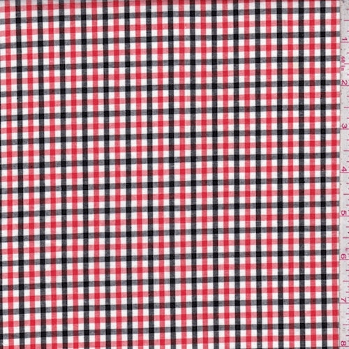 Fire/Black/White Check Cotton Shirting Fabric