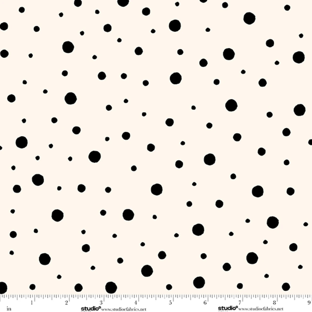 Monochrome Muse Polka Dot Porcelain/Ebony Cotton 44"/45" Fabric Per Yard